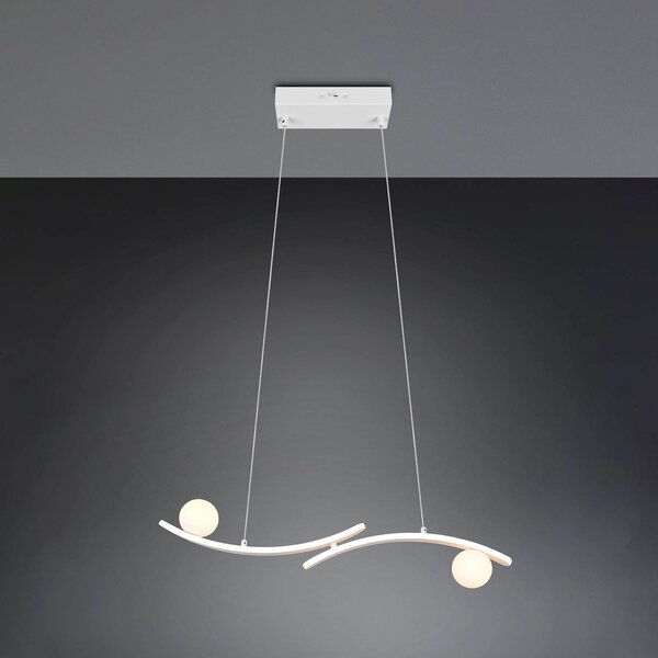 Trio Lighting Lampada a sospensione Napoli, dimmerabile, Bianco / Opale, Soggiorno / Sala da pranzo, Metallo, Moderno, Lampada a sospensione