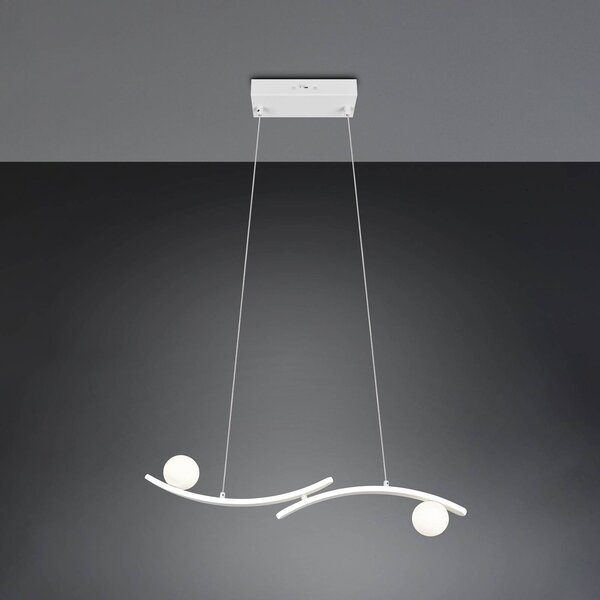 Trio Lighting Lampada a sospensione Napoli, dimmerabile, Bianco / Opale, Soggiorno / Sala da pranzo, Metallo, Moderno, Lampada a sospensione