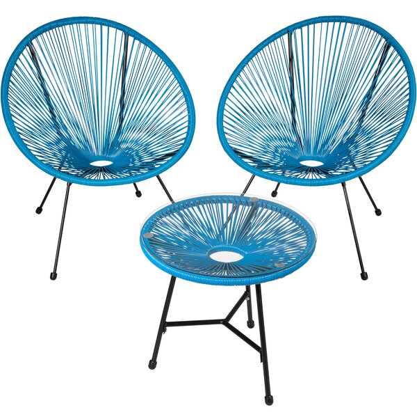 Tectake 2 sedie da giardino santana con tavolo - blu