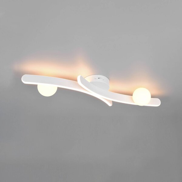 Trio Lighting Plafoniera soffitto Napoli, dimmerabile, Bianco / Opale, Soggiorno / Sala da pranzo, Metallo, Moderno, Plafoniera