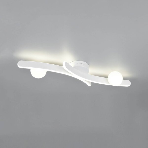Trio Lighting Plafoniera soffitto Napoli, dimmerabile, Bianco / Opale, Soggiorno / Sala da pranzo, Metallo, Moderno, Plafoniera