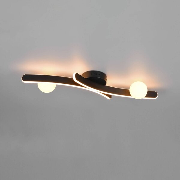 Trio Lighting Plafoniera soffitto Napoli, dimmerabile, Nero, Soggiorno / Sala da pranzo, Metallo, Moderno, Plafoniera