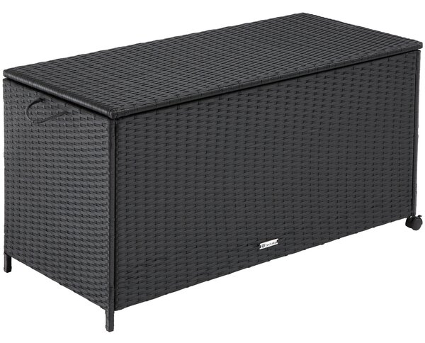Tectake 404554 box contenitore con telaio in alluminio e rotelle 297 l, 117 x 54 x 64 cm - nero