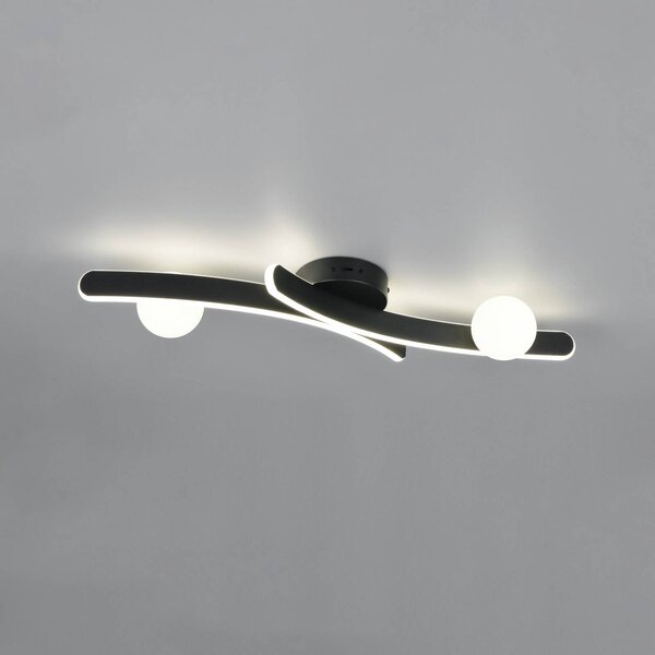 Trio Lighting Plafoniera soffitto Napoli, dimmerabile, Nero, Soggiorno / Sala da pranzo, Metallo, Moderno, Plafoniera