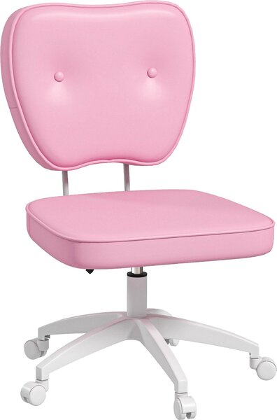 Sedia da ufficio Vinsetto, sedia da scrivania regolabile in altezza con rotelle, sedia girevole per computer da salotto, portata fino a 120 kg, Pelle finta, rosa