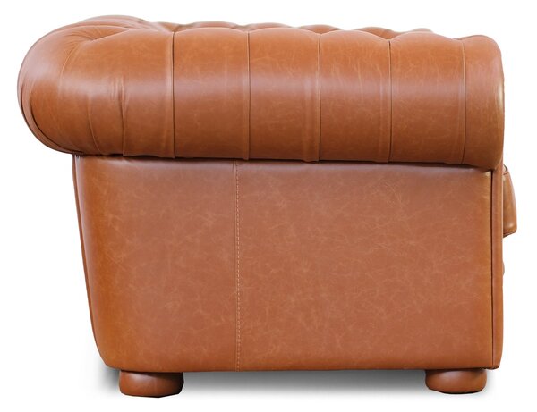 Divano Letto Chesterfield in Pelle Primo Fiore Premium con Rete e Materasso Pieghevole