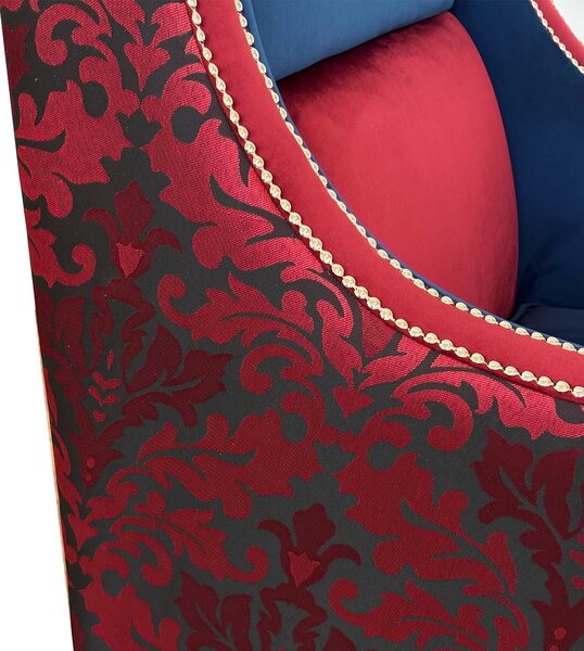 Poltrona Marlene in Velluto e Tessuto Decorato – Design elegante con dettagli borchiati