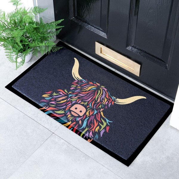 Zerbino in plastica riciclata 40x70 cm Highland Cow – Artsy Doormats