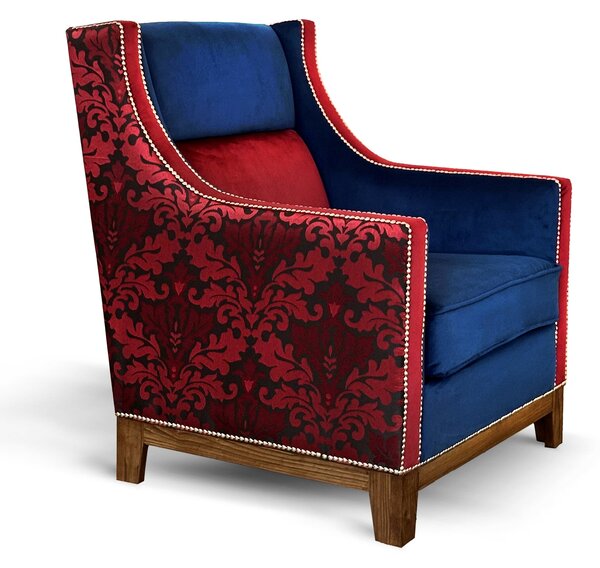 Poltrona Marlene in Velluto e Tessuto Decorato – Design elegante con dettagli borchiati
