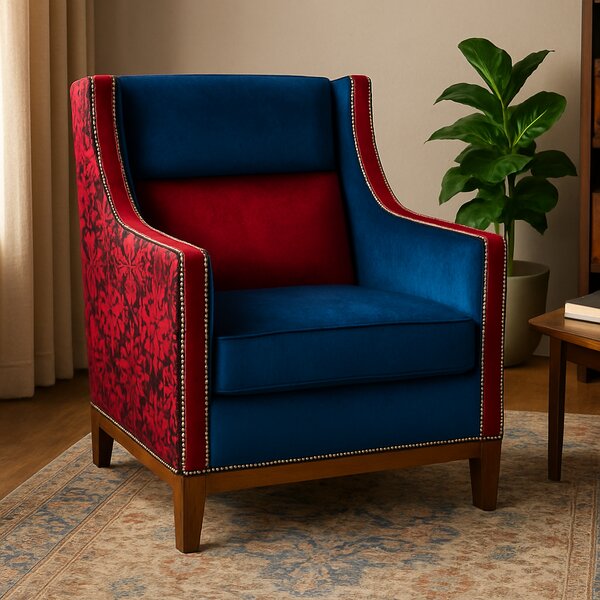 Poltrona Marlene in Velluto e Tessuto Decorato – Design elegante con dettagli borchiati