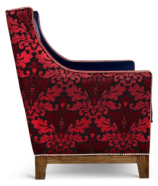 Poltrona Marlene in Velluto e Tessuto Decorato – Design elegante con dettagli borchiati