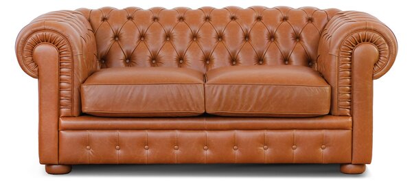 Divano Letto Chesterfield in Pelle Primo Fiore Premium con Rete e Materasso Pieghevole
