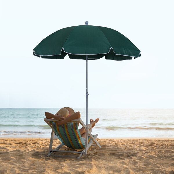 Outsunny Ombrellone da Esterno, Giardino, Terrazza Portatile Φ220cm con Tettuccio Inclinabile in Poliestere Verde Scuro|Aosom