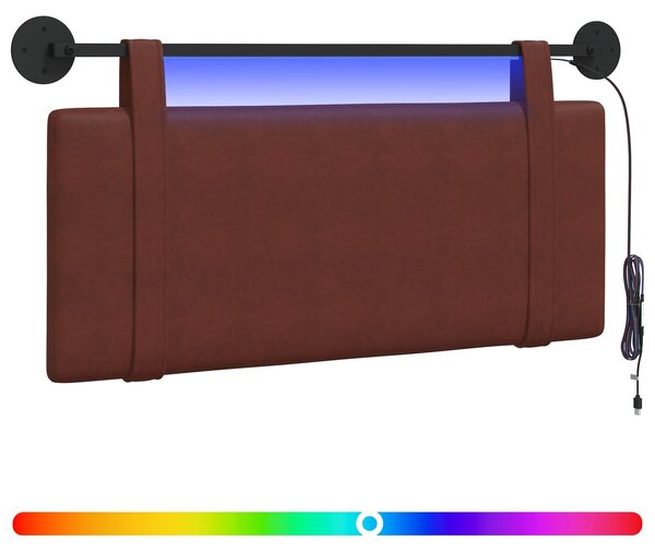 Testiera sospesa Con luce LED Marrone LucidoPoliuretanoAntico
