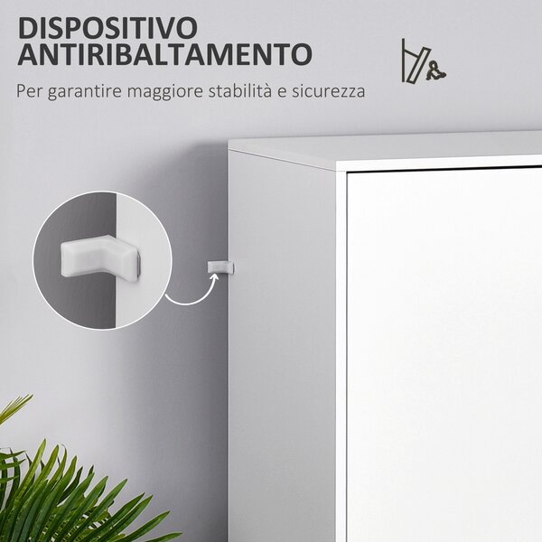 HOMCOM armadi economici armadietto elegante con ripiano attaccapanni 2 cassetti armadio cameretta con 2 ante 80x40x180 cm, bianco | Aosom Italy