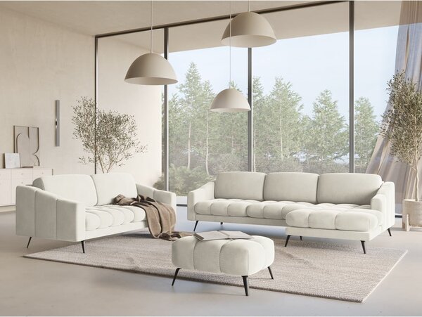 Divano bianco con rivestimento in velluto 202 cm Nalu – Makamii