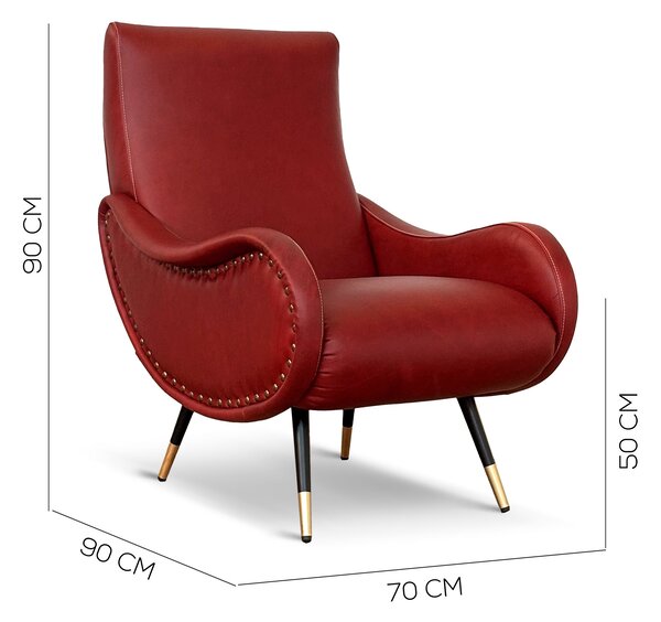 Poltrona Miss in Pelle Primo Fiore Premium - Design Iconico Anni 50