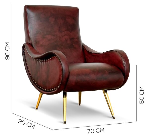 Poltrona Miss in Pelle Primo Fiore Premium - Design Iconico Anni 50