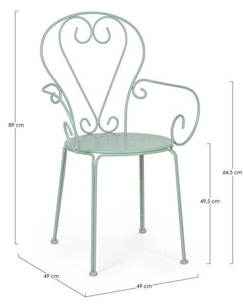 Sedia da esterno color menta in metallo Etienne – Bizzotto