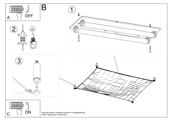 Lampada da Soffitto in Tessuto 2xG13 85W LUNA 1 Bianca