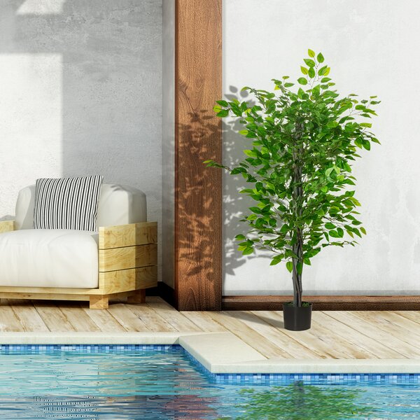 HOMCOM Pianta di Ficus Artificiale 135m in Vaso con 756 Foglie, Pianta Finta Realistica per Interno ed Esterno|Aosom