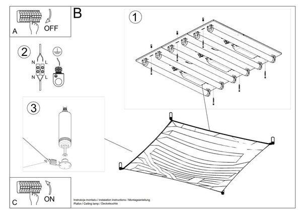 Lampada da Soffitto in Tessuto 6xG13 85W LUNA 4 Bianca