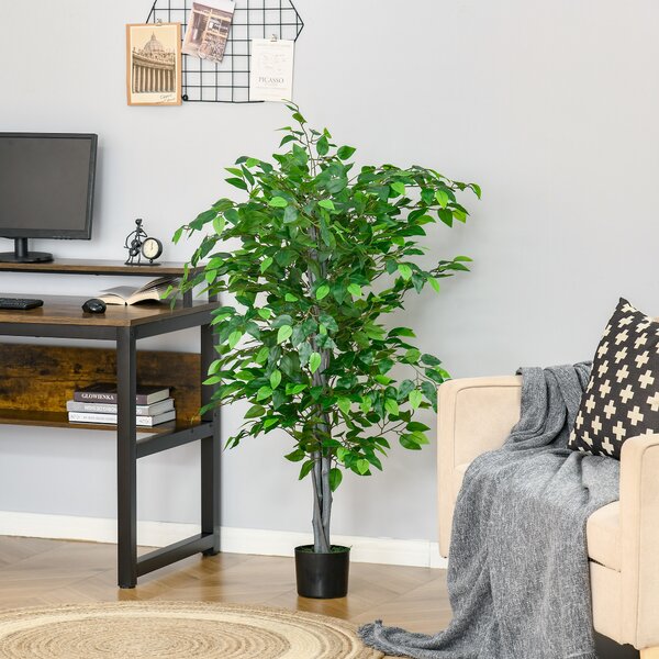 HOMCOM Pianta di Ficus Artificiale 135m in Vaso con 756 Foglie, Pianta Finta Realistica per Interno ed Esterno|Aosom