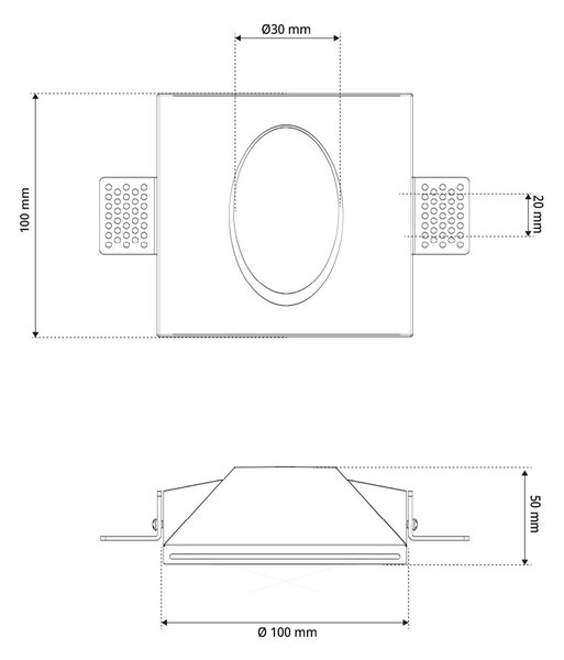 Applique da Incasso Segnapasso GU11 Ovale in Gesso Pitturabile