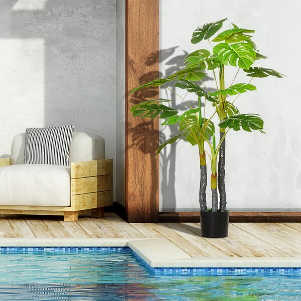 HOMCOM Monstera Pianta Artificiale per Interno ed Esterno, Pianta Finta Realistica con 20 Foglie, 120cm|Aosom