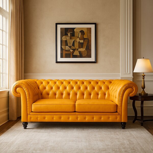 Divano Chesterfield Gabbiano in Pelle Primo Fiore Premium – Iconico, Finiture di Pregio