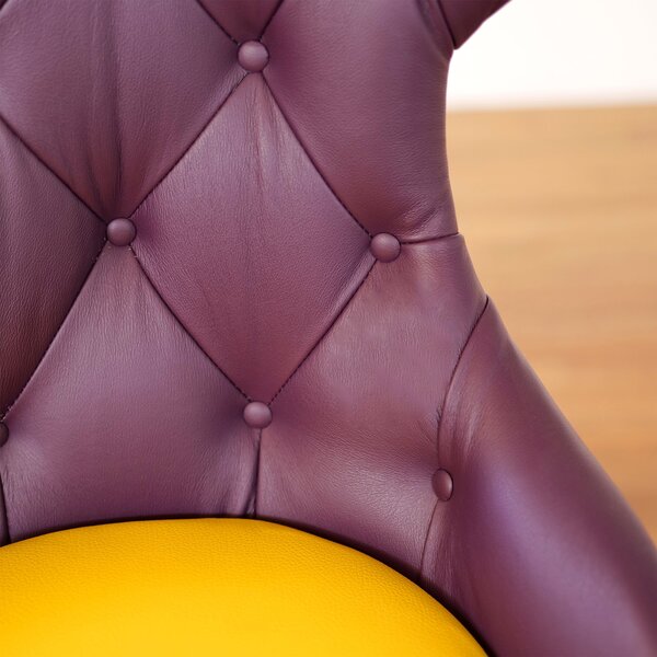 Sedia Cosmo in Pelle Primo Fiore Premium - Gambe Coniche Acciaio - Design Iconico