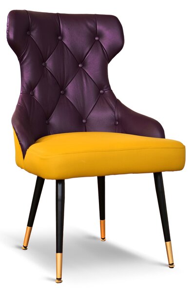 Sedia Cosmo in Pelle Primo Fiore Premium - Gambe Coniche Acciaio - Design Iconico