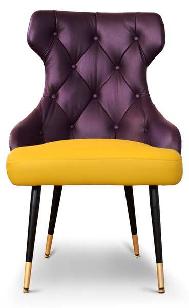 Sedia Cosmo in Pelle Primo Fiore Premium - Gambe Coniche Acciaio - Design Iconico