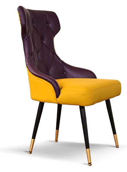 Sedia Cosmo in Pelle Primo Fiore Premium - Gambe Coniche Acciaio - Design Iconico