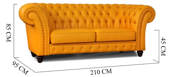Divano Chesterfield Gabbiano in Pelle Primo Fiore Premium – Iconico, Finiture di Pregio