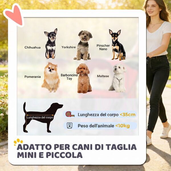 PawHut Passeggino per Cani Piccoli Pieghevole con Portabicchieri, Cestino Portaoggetti, per Animali fino 10 kg, Rosso | Aosom Italy
