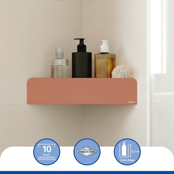 Mensola da bagno senza foratura/ad angolo marrone in acciaio inox con aggancio Turbo-loc Lizan – Wenko