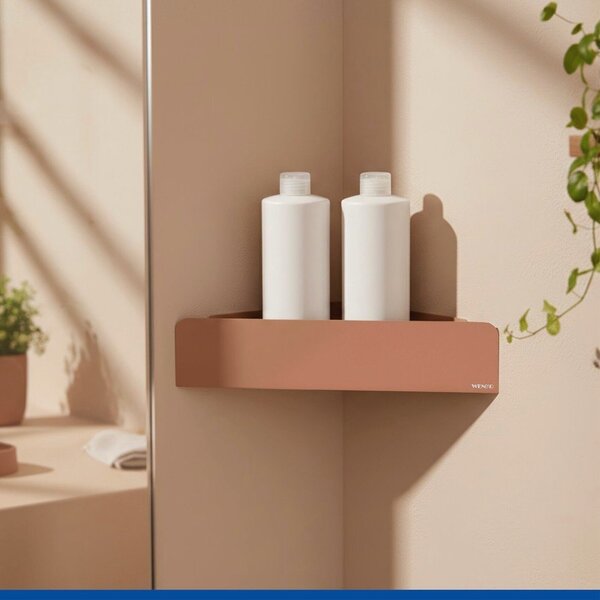 Mensola da bagno senza foratura/ad angolo marrone in acciaio inox con aggancio Turbo-loc Lizan – Wenko