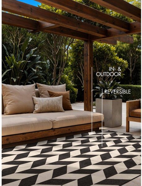 Tappeto da interno/esterno nero/color crema 120x170 cm Haringey Terrick – Ted Baker