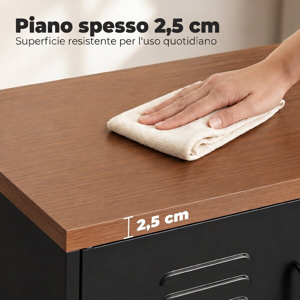HOMCOM Credenza Metallo, 2 Ante, Ripiano Regolabile, per Soggiorno o Ufficio, Nero | Aosom Italy