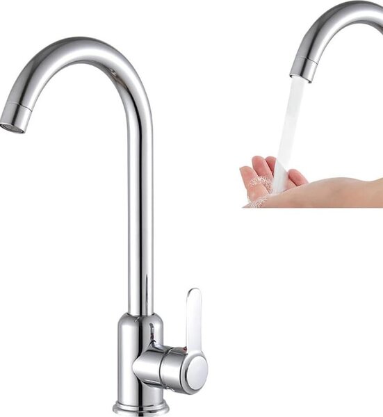 Miscelatore girevole a 360 gradi in acciaio inox per lavelli da cucina - acqua calda e fredda