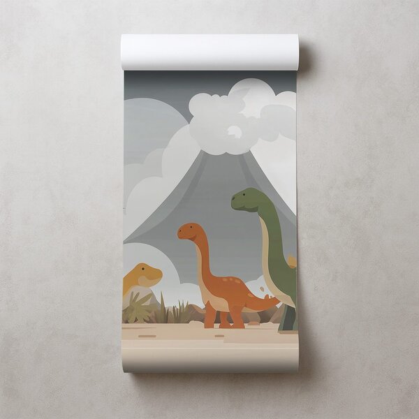 Carta da parati – Dinosauri colorati nel paesaggio