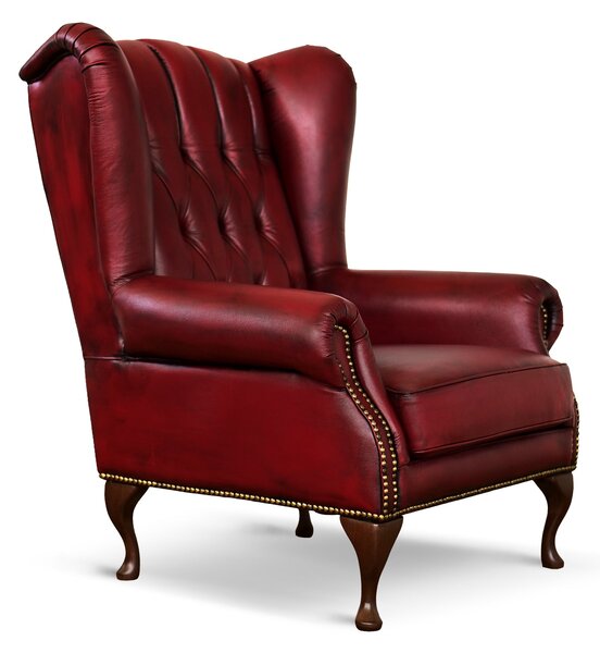 Poltrona Chesterfield Bergere Regina Pelle Fiore Premium - Design Iconico