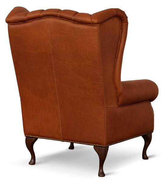 Poltrona Chesterfield Bergere Regina Pelle Fiore Premium - Design Iconico