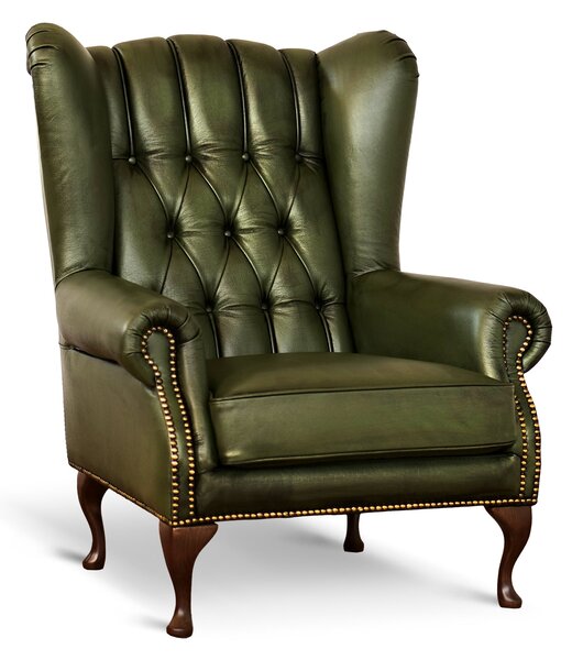 Poltrona Chesterfield Bergere Regina Pelle Fiore Premium - Design Iconico