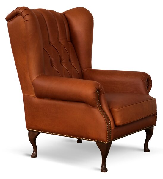Poltrona Chesterfield Bergere Regina Pelle Fiore Premium - Design Iconico