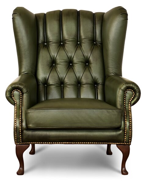 Poltrona Chesterfield Bergere Regina Pelle Fiore Premium - Design Iconico