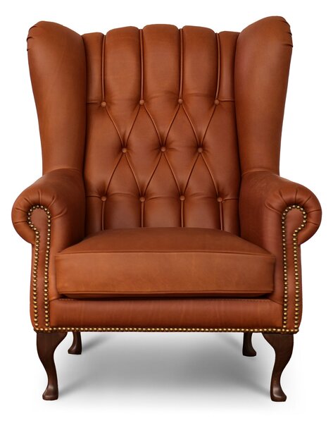 Poltrona Chesterfield Bergere Regina Pelle Fiore Premium - Design Iconico