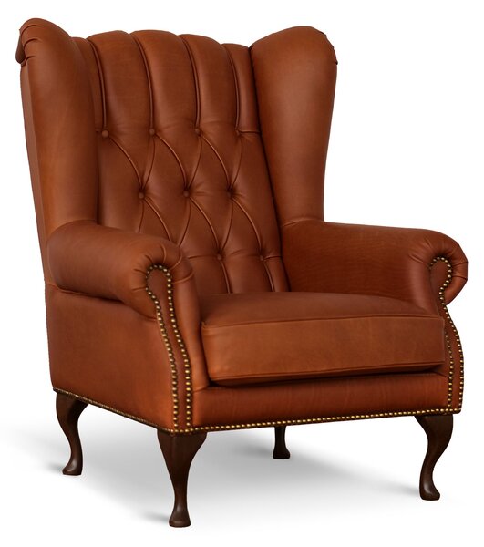 Poltrona Chesterfield Bergere Regina Pelle Fiore Premium - Design Iconico