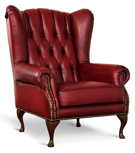 Poltrona Chesterfield Bergere Regina Pelle Fiore Premium - Design Iconico